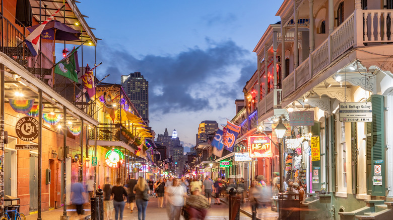 The French Quarter of New Orleans, Louisiana at dusk