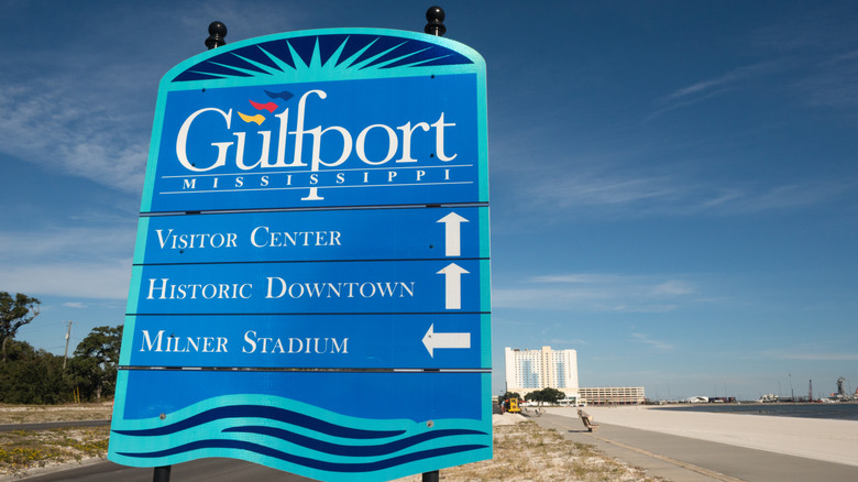 A sign for Gulfport, Mississippi