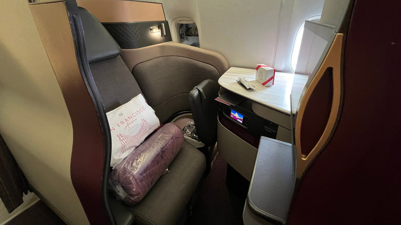A Qatar Airways Qsuite.