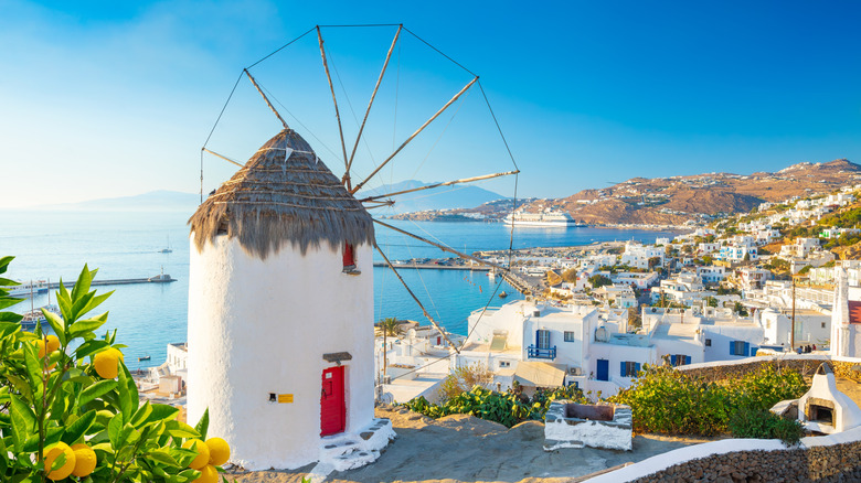 Traditional windmill in Mykonos, Greece