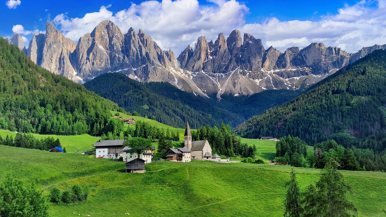 Picturesque village in the Dolomites, Italy