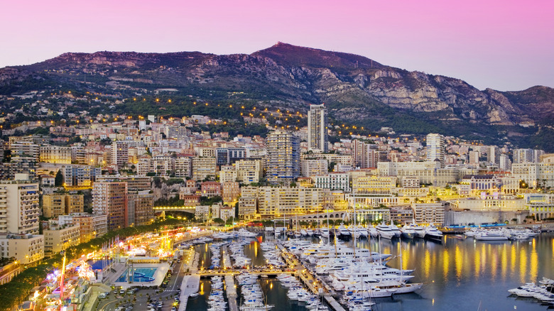 Pink sky above Monte Carlo, Monaco
