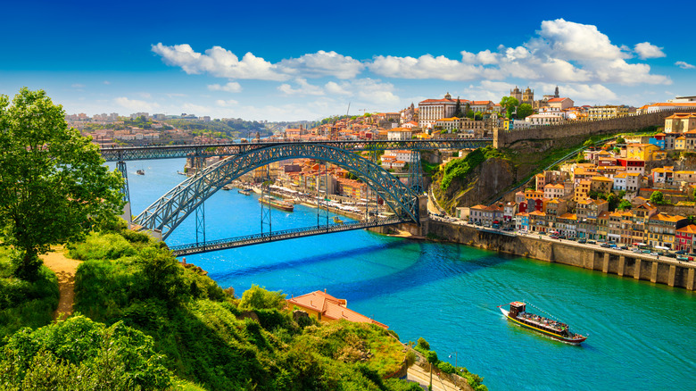 View of bridge and river in Porto, Portugal