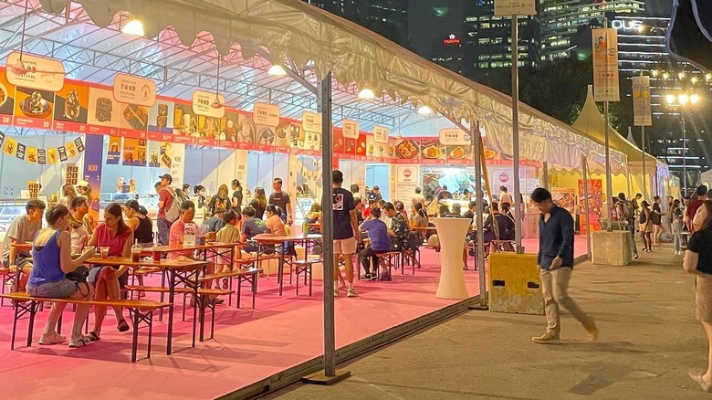 People eating at Singapore Food Festival