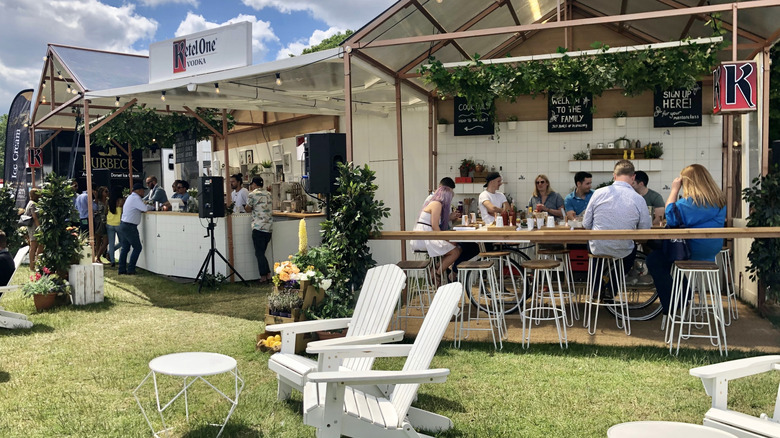 People eating outside during Taste of London