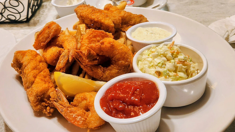 Fried fish and shrimp platter from Harry's Seafood Bar & Grille in Florida