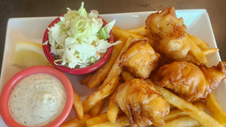 Fried halibut and fries in Boise, Idaho