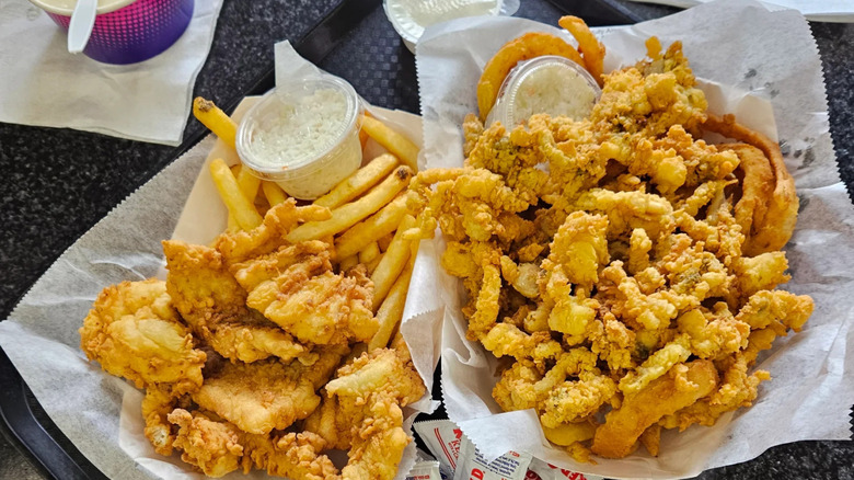 Fried haddock and the whole bellies plate from Goldenrod Restaurant in Manchester, New Hampshire