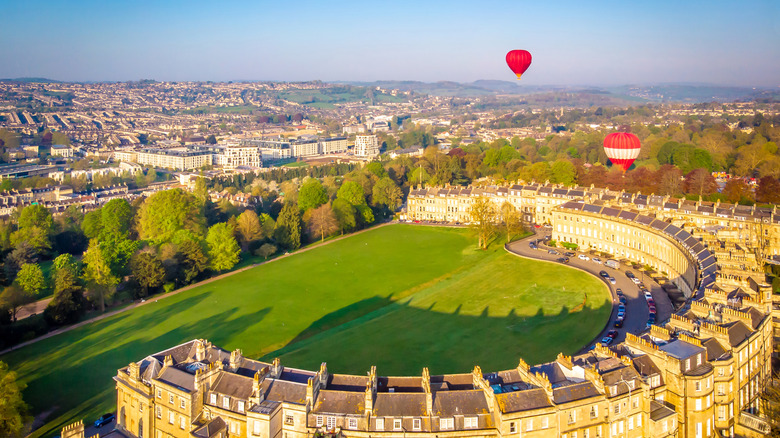 Hot air balloons over Bath, England