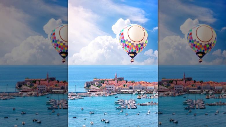 Hot air balloon over Istria, Croatia