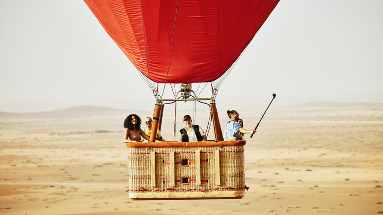 Five people in hot air balloon