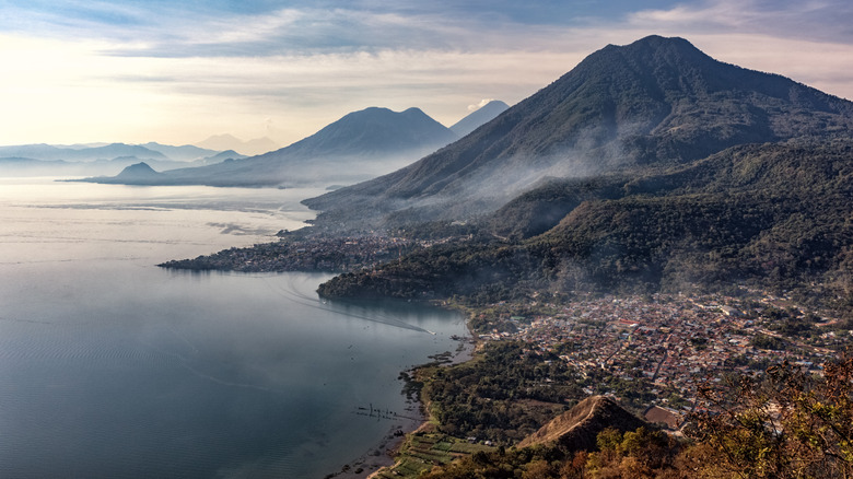 Volcanic peaks at Lake Atitlán, Guatemala.