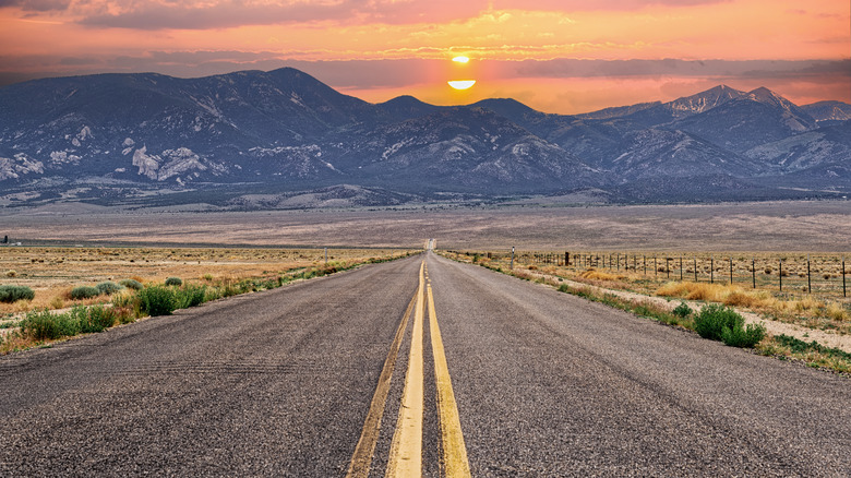 A roadside pullout with a view of the mountains in Great Basin National Park.