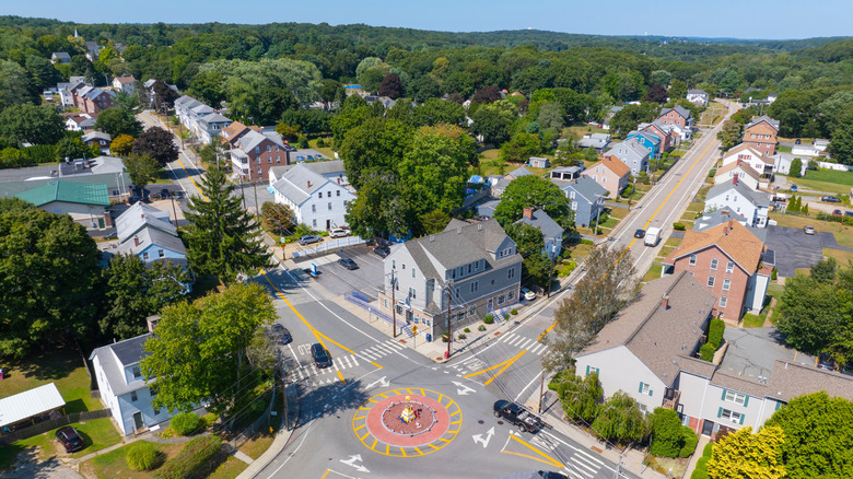 Albion historic village center on Main Street in Lincoln, Rhode Island
