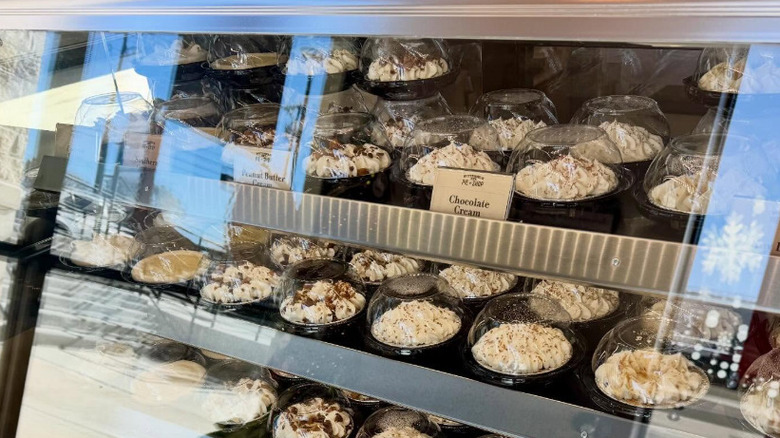 mini pies in a pie case