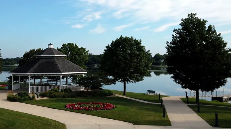 Gazebo on shore at Fountain Lake in Albert Lea, Minnesota