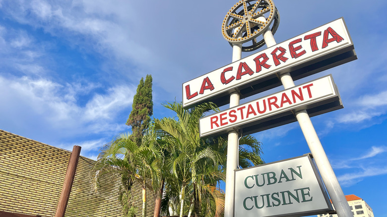 Sign outside La Carreta Restaurant in Miami's Little Havana neighborhood