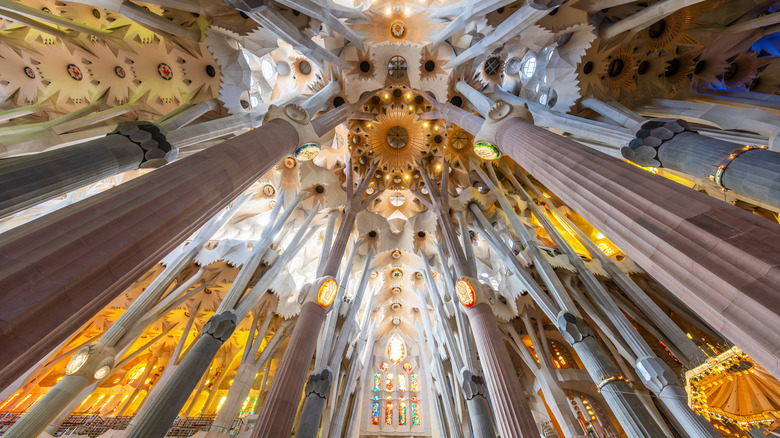 The interior of thw Sagrada Família.