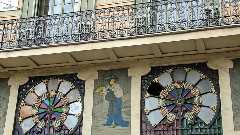 An old balcony in Las Ramblas, Barcelona.