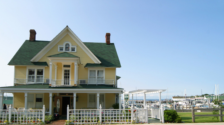 The vibrant yellow Bay View B & B