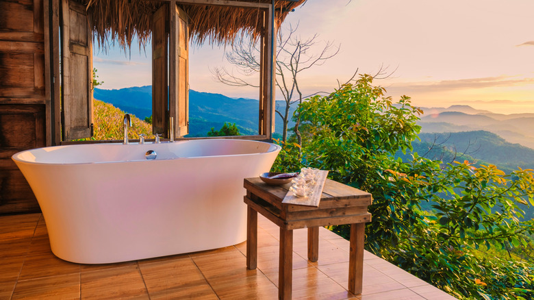 Outdoor tub at a resort