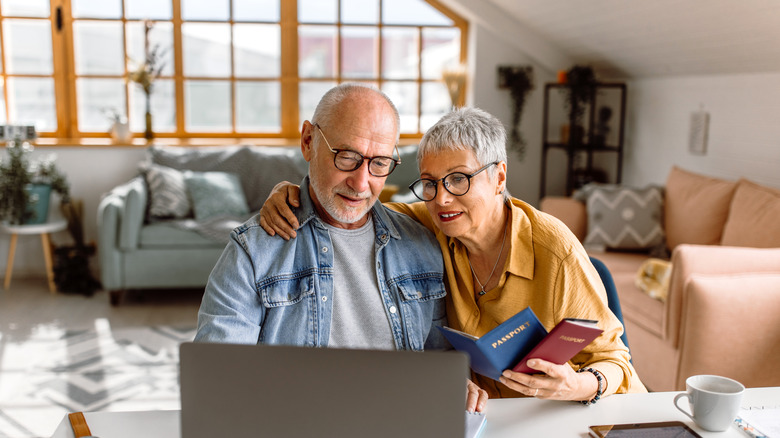 older couple planning vacation
