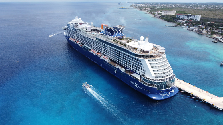 Celebrity Beyond cruise ship in port in Cozumel, Mexico