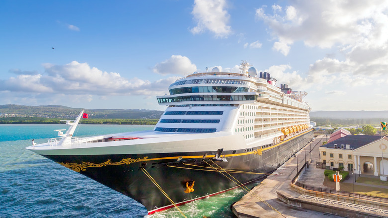 Disney Fantasy cruise ship docked at St. Falmouth port