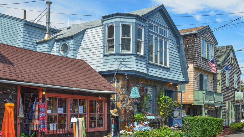 Small shops on Bearskin Neck in Rockport, Massachusetts on Cape Ann.