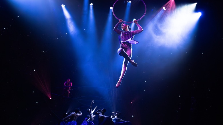 A still from the aerial hoop act of Cirque du Soleil's ʻAuana