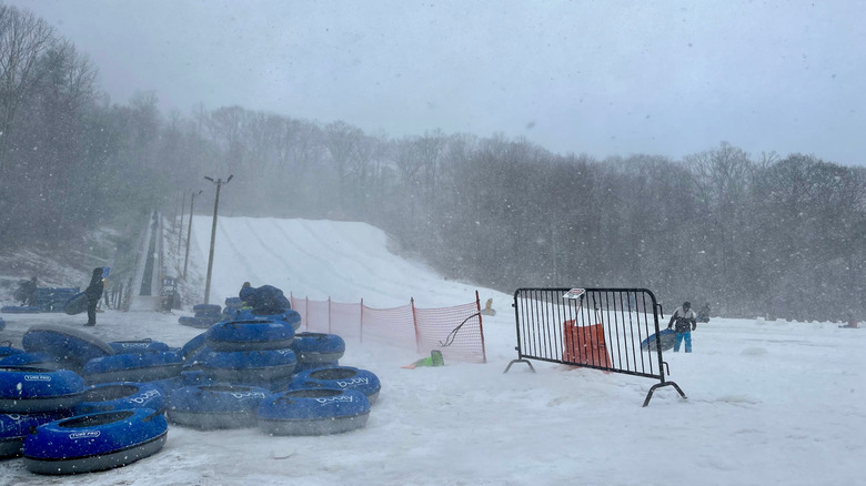 The snow tubing track at Catamount Mountain