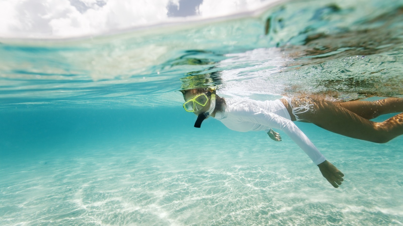 Woman snorkeling in water
