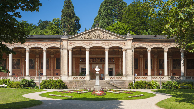 Facade of an ornate pump room in Baden-Baden, Germany