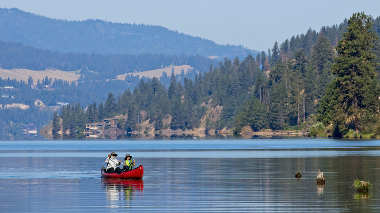 Older couple rowing in Idaho