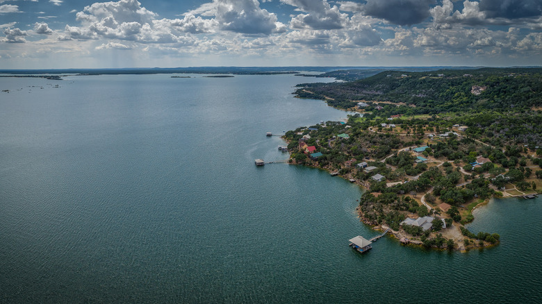 An aerial shot of Lake Buchanan in texas