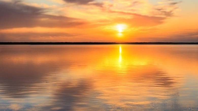 A sunset on lake Conroe, Texas.