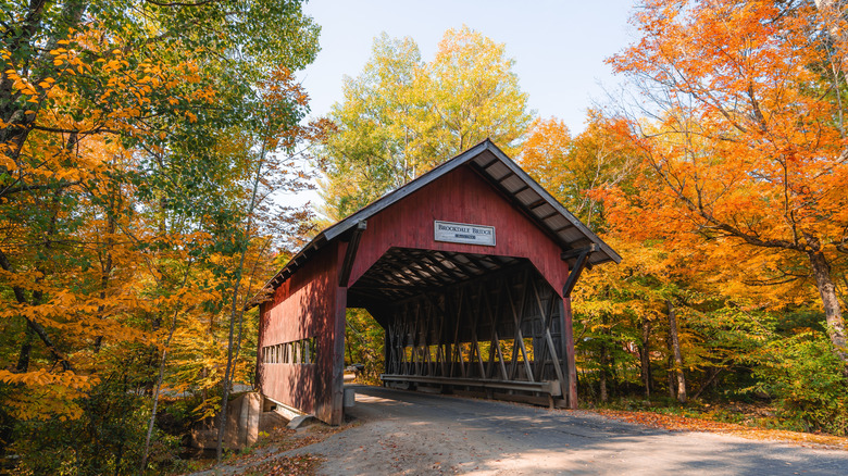 the historic Brookdale Covered Bridge in Stowe, Vermont