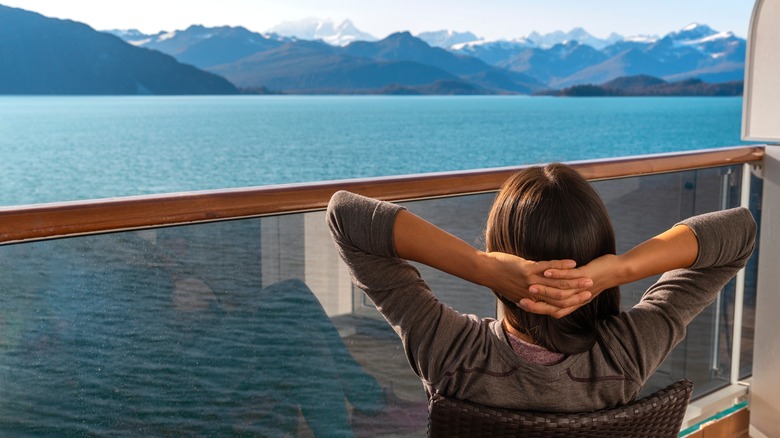 Person relaxing on a cruise ship