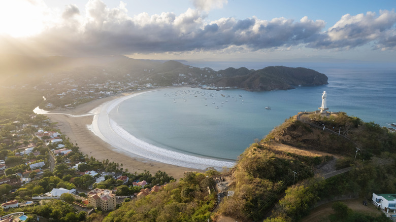Aerial view of beachside township San Juan del Sur, Nicaragua
