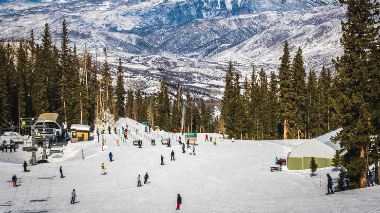 Skiers on the slopes around Aspen, Colorado