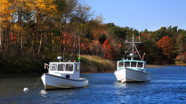 Boats and fall colors in Kennebunkport