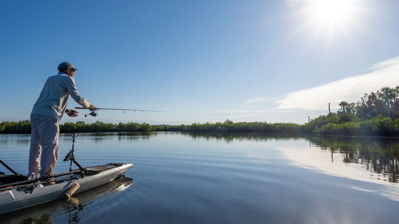 Kayak fisherman on Florida's Crystal River