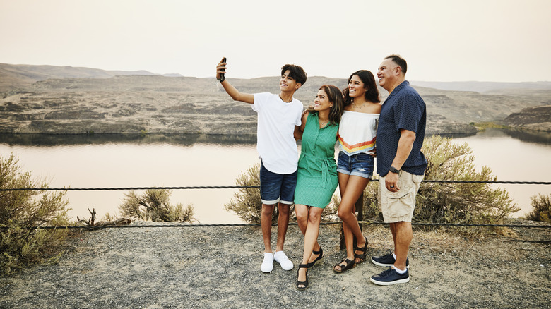 A family in the middle of a vacation