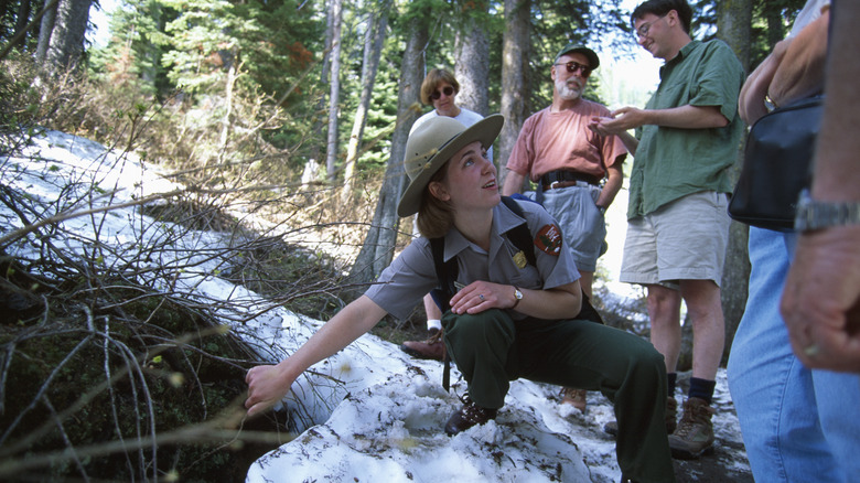 A park ranger guiding a hike