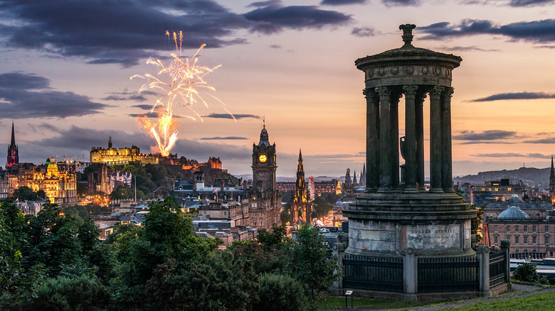 Fireworks over the Edinburgh skyline