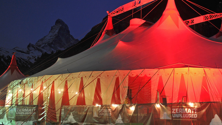 The Zermatt Unplugged main stage with Matterhorn in the background.