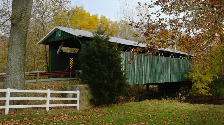 The Ballard Road Covered Bridge near Xenia, Ohio on a fall day