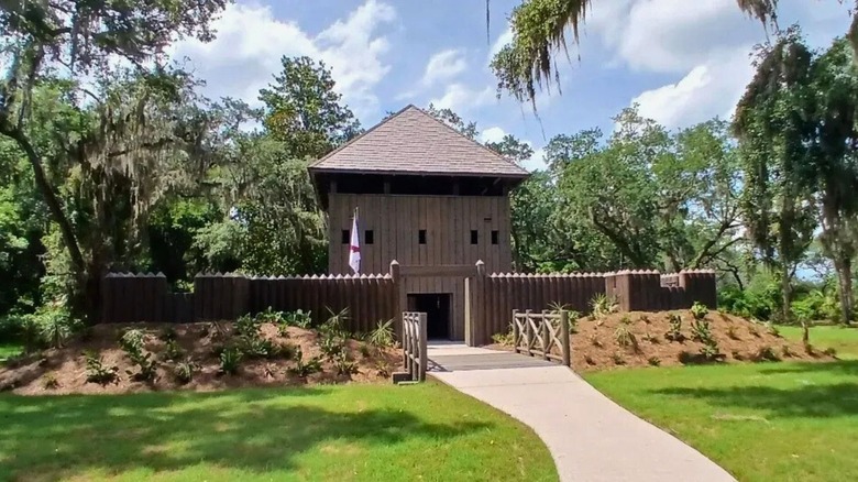 Fort Mose replica guards Fort Mose Historic State Park, Florida