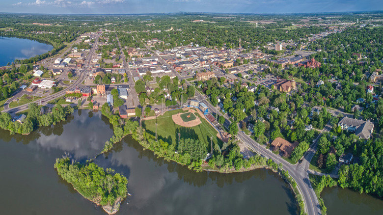 Aerial view of downtown Alexandria, Minnesota