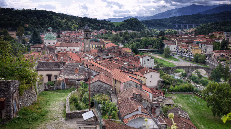 The medieval town and buildings in Pontremoli, Italy in Tuscany